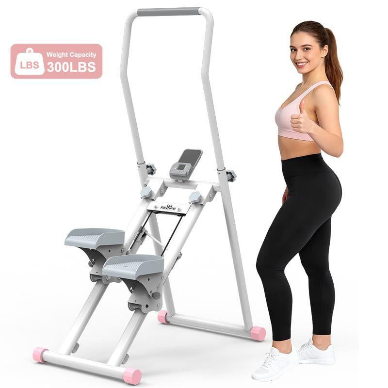 RELIFE SPORTS New Version Folding Stair Stepper 300LBS Capacity Adjustable Handlebar & Pedals Full-Body Vertical Climber Compact Home Gym Exercise Machine for Men & Women Gift for Fitness Enthusiasts