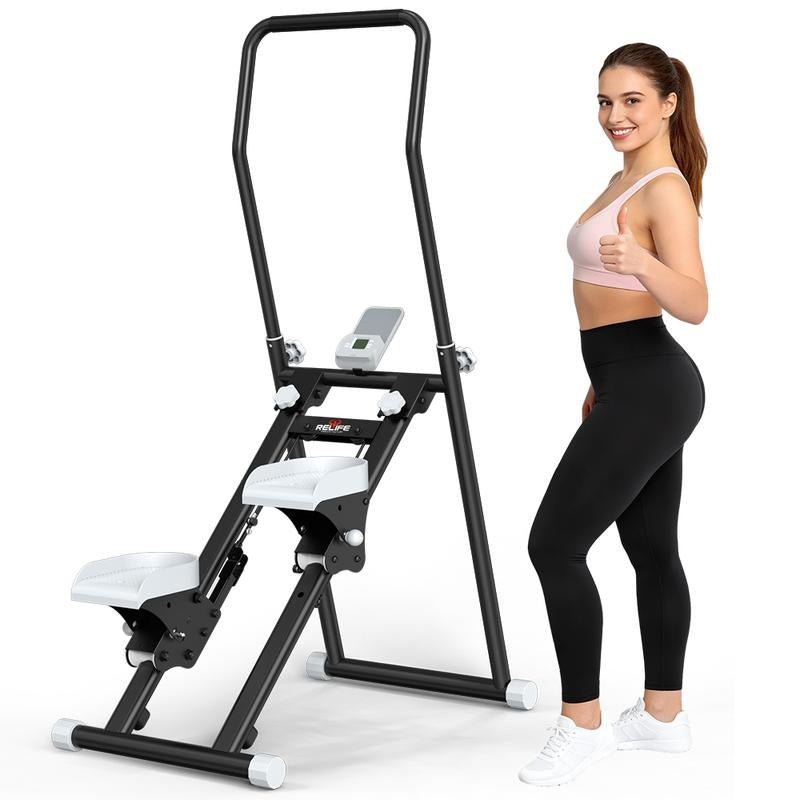 RELIFE SPORTS New Version Folding Stair Stepper 300LBS Capacity Adjustable Handlebar & Pedals Full-Body Vertical Climber Compact Home Gym Exercise Machine for Men & Women Gift for Fitness Enthusiasts