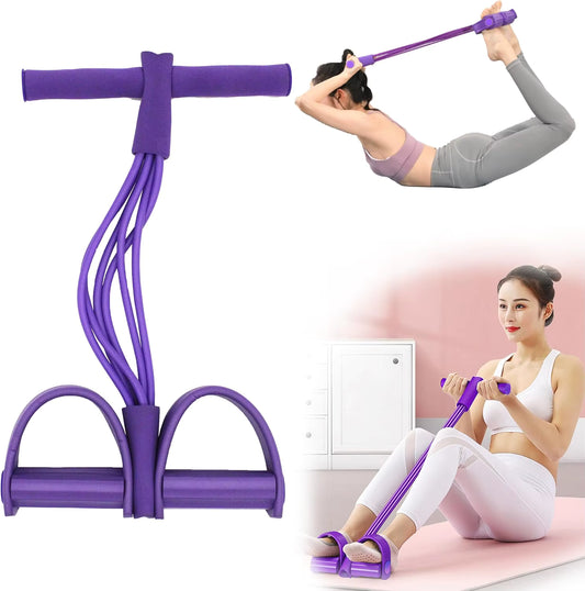 6-Tube Elastic Resistance Trainer with Pedals – Home Gym Essential